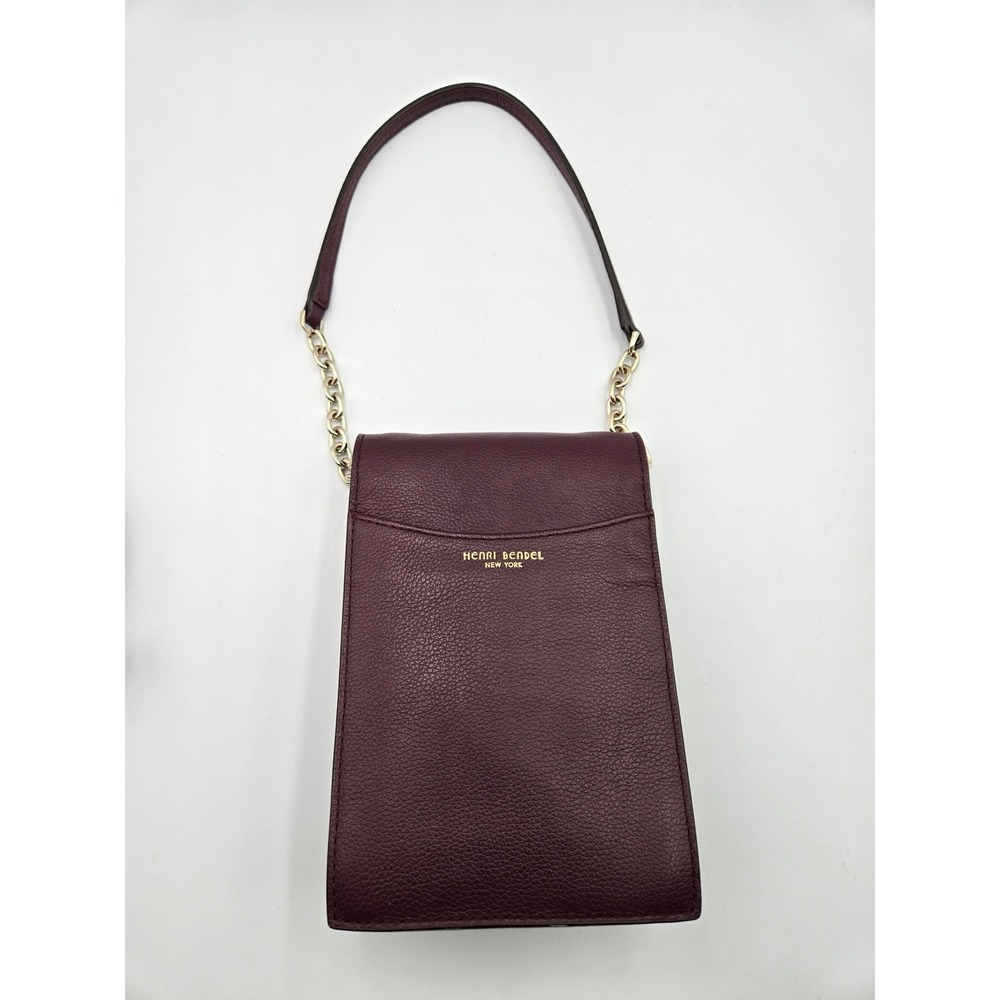Henri Bendel New York Burgundy Leather Cell Phone Crossbody Bag - Picture 4 of 15